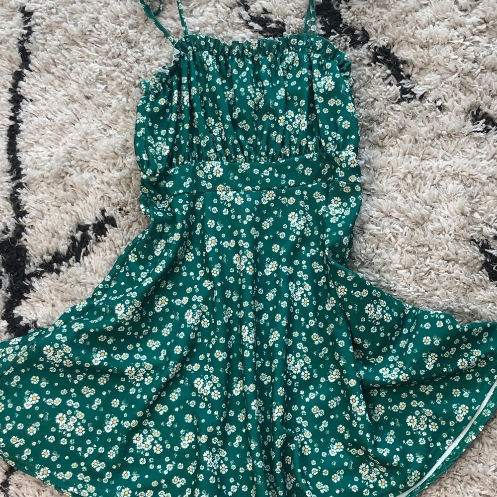 Dainty green floral babydoll dress